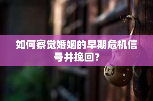 如何察觉婚姻的早期危机信号并挽回？
