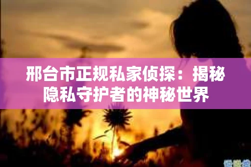 邢台市正规私家侦探：揭秘隐私守护者的神秘世界