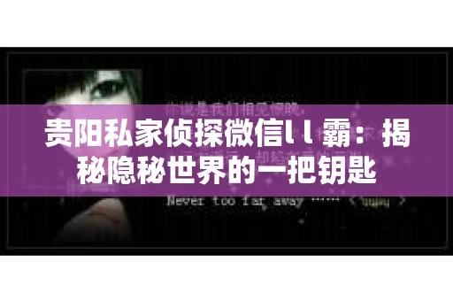 贵阳私家侦探微信l l 霸：揭秘隐秘世界的一把钥匙