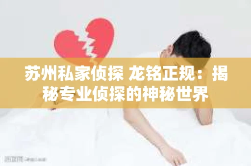 苏州私家侦探 龙铭正规：揭秘专业侦探的神秘世界