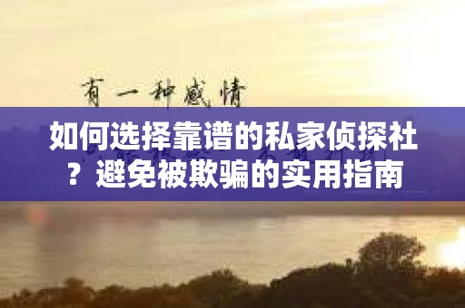 如何选择靠谱的私家侦探社？避免被欺骗的实用指南